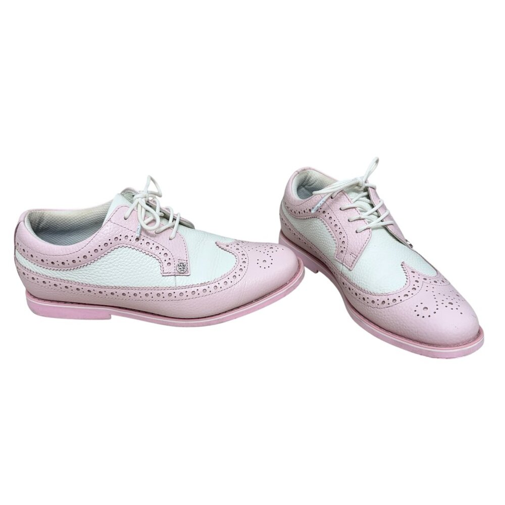 G/FORE Pink and White Women's Wingtip Athletic Golf Shoes